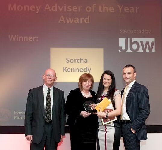 Sorcha Kennedy receiving the Money Adviser of the Year award